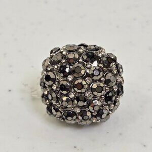 Cocktail Ring Gray‎ Stone Faceted Big Huge Size 5 Silver Tone Bauble